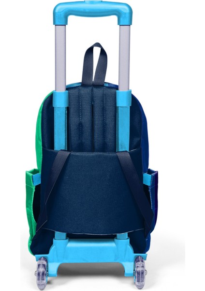Kids Renkli Çizgili Üç Bölmeli Çekçekli Okul Sırt Çantası 23981 fiyatları