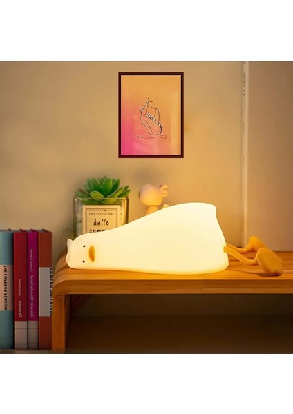 Dokunmatik Silikon LED Ördek Gece Lambası Şarjlı Kısılabilir
