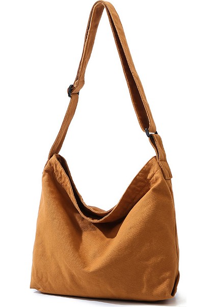 Yeaın Çapraz Askılı Çanta Taşınabilir Yüksek Kaliteli Kanvas Kumaş Düz Renk Taze Stil, Kahverengi (Yurt Dışından)