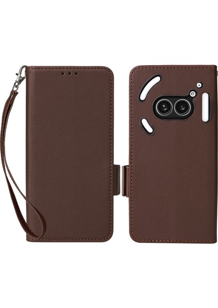 Nothing Phone (2A) Plus / Phone (2A) Bilek Askılı Pu Deri Litchi Doku Folyo Telefon Kılıfı (Yurt Dışından)