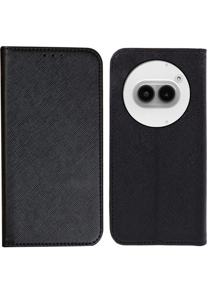 Nothing Phone (2A) Plus / Phone (2A) Manyetik Kapanan Çapraz Dokulu Deri Cüzdan Telefon Kılıfı (Yurt Dışından)
