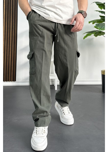Erkek Baggy Kalıp Kargo Cepli Pantolon Yeşil Edw131