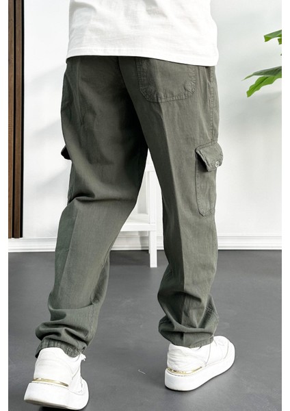 Erkek Baggy Kalıp Kargo Cepli Pantolon Yeşil Edw131