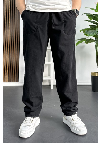Erkek Baggy Kalıp Pantolon Siyah EDW130