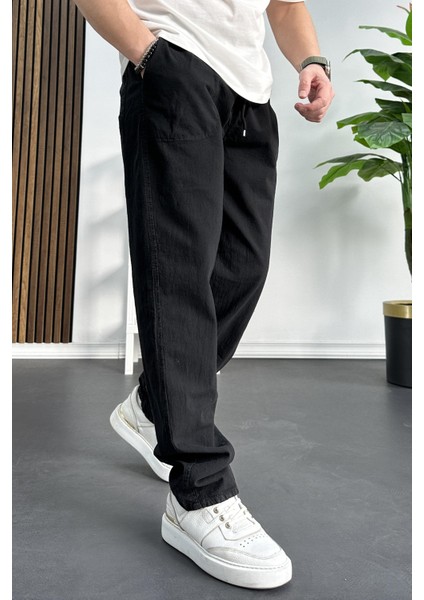 Erkek Baggy Kalıp Pantolon Siyah EDW130