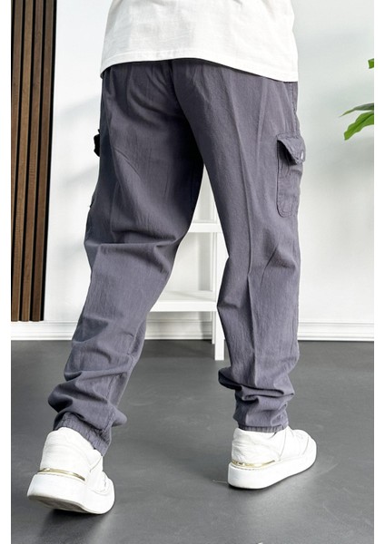 Erkek Baggy Kalıp Kargo Cepli Pantolon Füme EDW131 modelleri