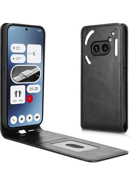 Nothing Phone (2A) Kart Yuvalı Manyetik Dikey Çevirmeli Deri Telefon Kılıfı (Yurt Dışından)