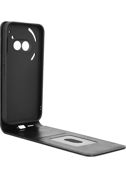 Nothing Phone (2A) Kart Yuvalı Manyetik Dikey Çevirmeli Deri Telefon Kılıfı (Yurt Dışından)