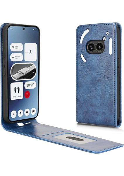 Nothing Phone (2A) Kart Yuvalı Manyetik Dikey Çevirmeli Deri Telefon Kılıfı (Yurt Dışından)