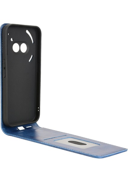 Nothing Phone (2A) Kart Yuvalı Manyetik Dikey Çevirmeli Deri Telefon Kılıfı (Yurt Dışından)
