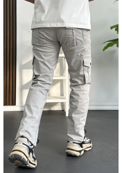 Erkek Regular Kargo Cepli Pantolon Kırık Beyaz EDW232