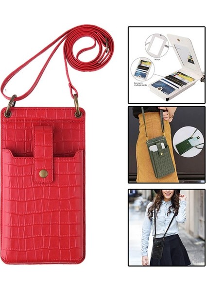 Pu Deri Cep Telefonu Çantası Çapraz Vücut Çantası Kadınlar Için Küçük Omuz Çantası Kırmızı (Yurt Dışından) fırsatları