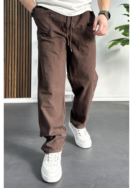 Erkek Baggy Kalıp Pantolon Kahverengi EDW130