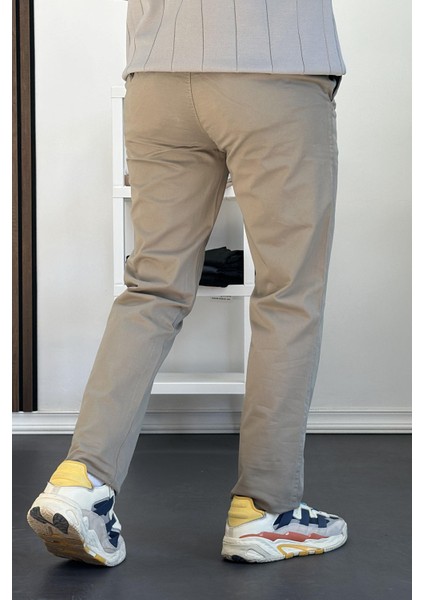 Erkek Pamuklu Chino Pantolon Standart Kalıp Yeşil EDW225