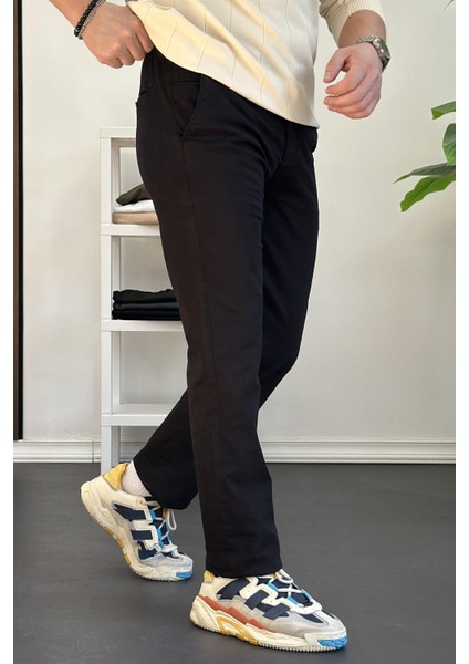 Erkek Pamuklu Chino Pantolon Standart Kalıp Siyah EDW225 fiyatları