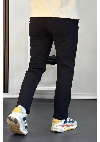 Erkek Pamuklu Chino Pantolon Standart Kalıp Siyah EDW225 modelleri