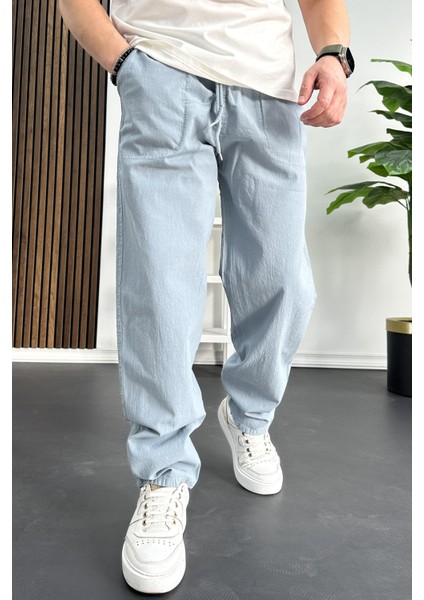 Erkek Baggy Kalıp Pantolon Açık Mavi EDW130