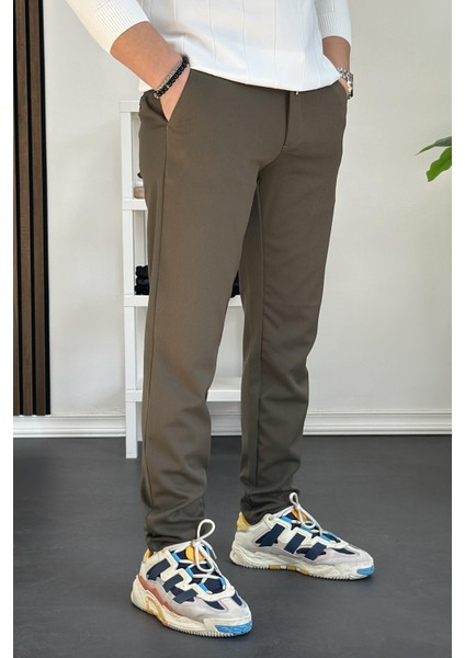 Erkek Beli Düğmeli Dar Paça Jogger Pantolon Yeşil EDW224 modelleri