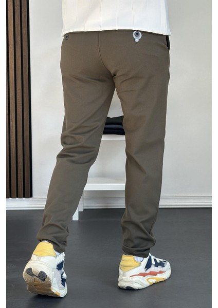 Erkek Beli Düğmeli Dar Paça Jogger Pantolon Yeşil EDW224 indirimleri