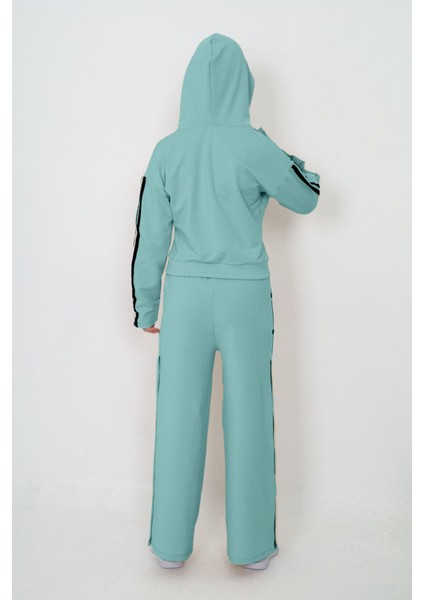 Kız Çocuk %100 Pamuk Kapüşonlu Uzun Kol Oversize Mint Eşofman TAKIMI-AÜT-0024 fırsatları