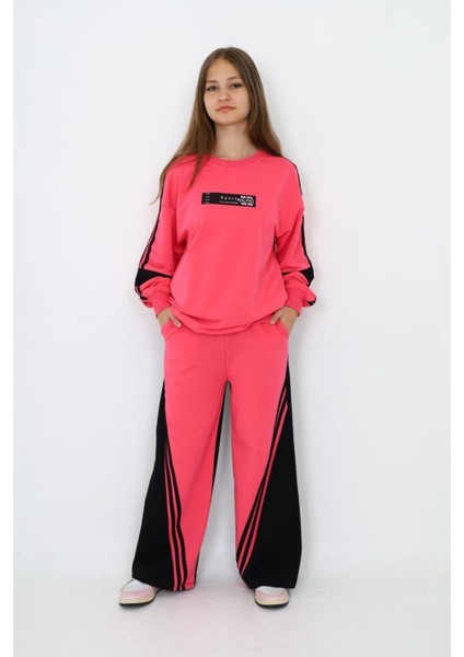 Kız Çocuk %100 Pamuk Oversize Eşofman Takımı-Rahat ve Konforlu Alt Üst Spor Giyim SETI-AÜT-0010 fırsatları