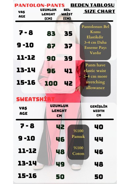 Kız Çocuk %100 Pamuk Oversize Eşofman Takımı-Rahat ve Konforlu Alt Üst Spor Giyim SETI-AÜT-0010