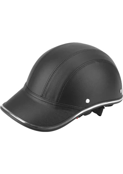 Cafe Racer Chopper Scooter Için Yarım Yüz Vintage Yaz Kap Güvenlik Et Motosiklet Yarım Kask Beyzbol Şapkası Stilirenk:siyah (Yurt Dışından)