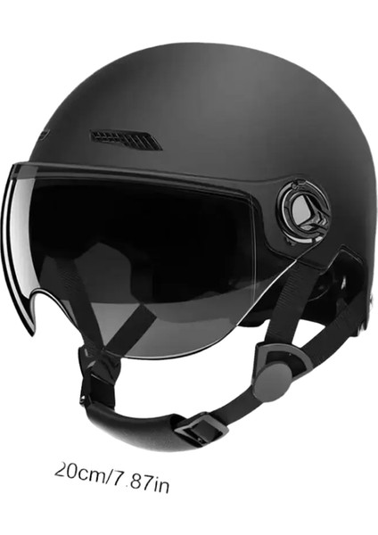 Motosiklet Kaskı Klasik Retro Scooter Yarım Kask - Siyah (Yurt Dışından)