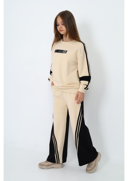 Kız Çocuk %100 Pamuk Oversize Eşofman Takımı-Rahat ve Konforlu Alt Üst Spor Giyim SETI-AÜT-0010