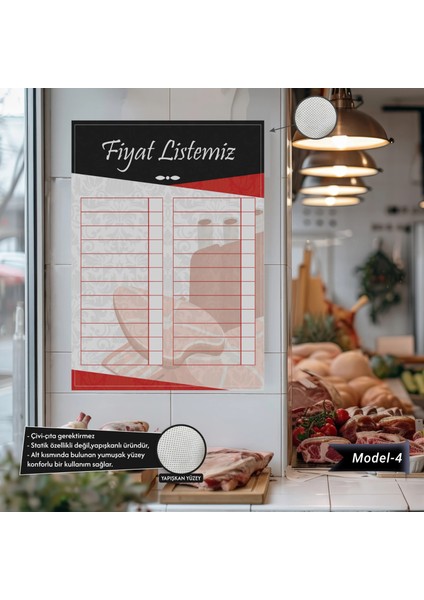 Yapışkanlı Fiyat Listesi (Model- 4) 70 x 100 cm 11