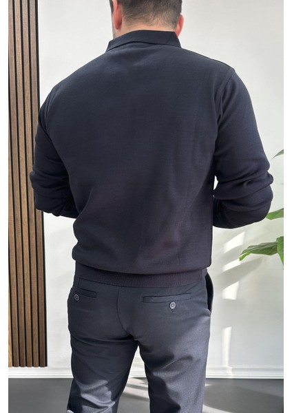 Erkek Düğmeli Polo Yaka Kazak Lacivert EDW231 fırsatları