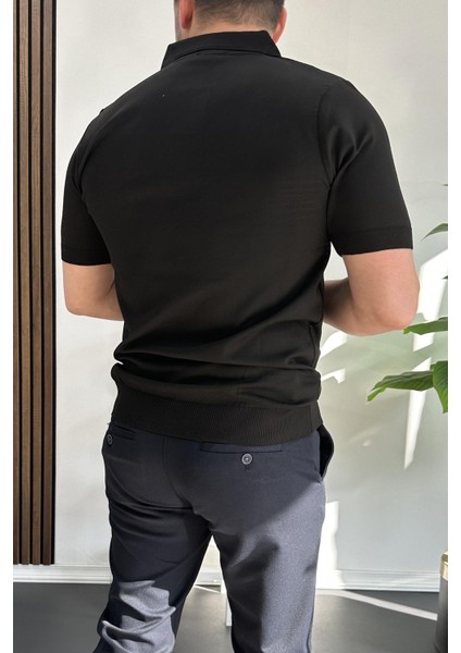 Erkek Açık Yaka Çizgli Tişört Beyaz EDW236