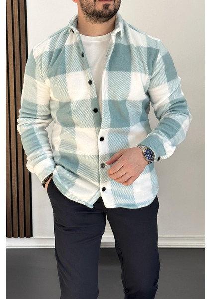 Erkek Slim Fit Polar Gömlek Gri EDW227