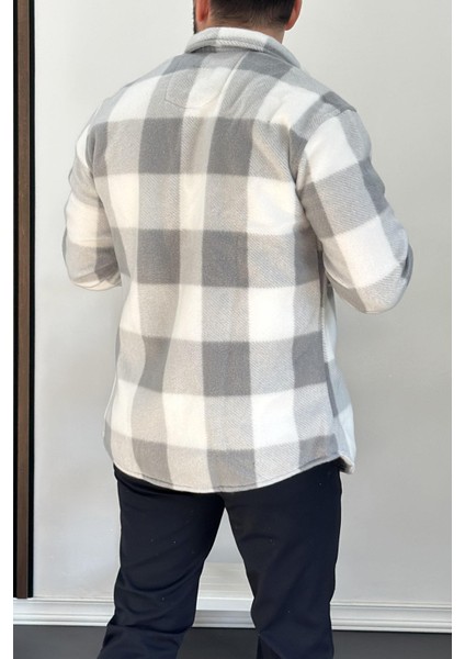 Erkek Slim Fit Polar Gömlek Gri EDW227
