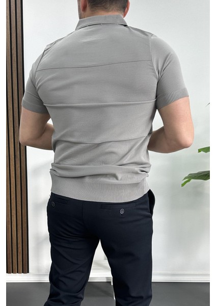 Erkek Açık Yaka Bloklu Tişört Beyaz EDW237 modelleri