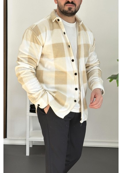Erkek Slim Fit Polar Gömlek Gri EDW227