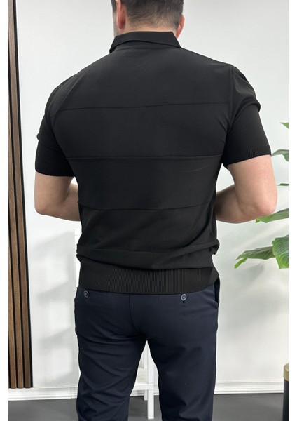 Erkek Açık Yaka Bloklu Tişört Beyaz EDW237