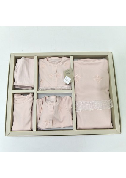 427481CS Kız Bebek Çiçek Buketi 10'lu Kutulu Hastane Çıkış Zıbın Set