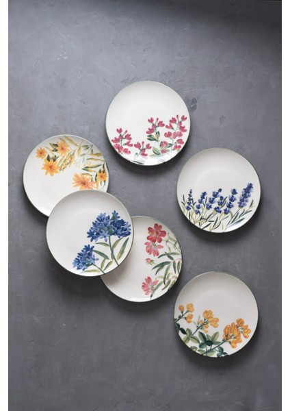 Porselen New Flower Garden Pasta Tabağı 20CM 6 Kişilik 6 Parça TVL6PTPRS1115