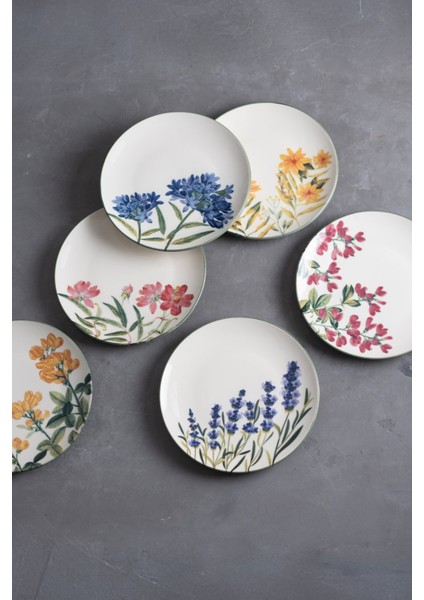 Porselen New Flower Garden Pasta Tabağı 20CM 6 Kişilik 6 Parça TVL6PTPRS1115