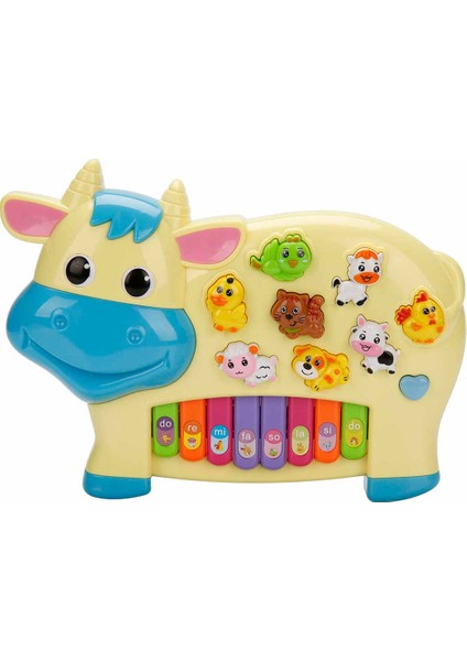 Türkçe Hayvan Sesli Inek Görünümlü Piyano Sarı