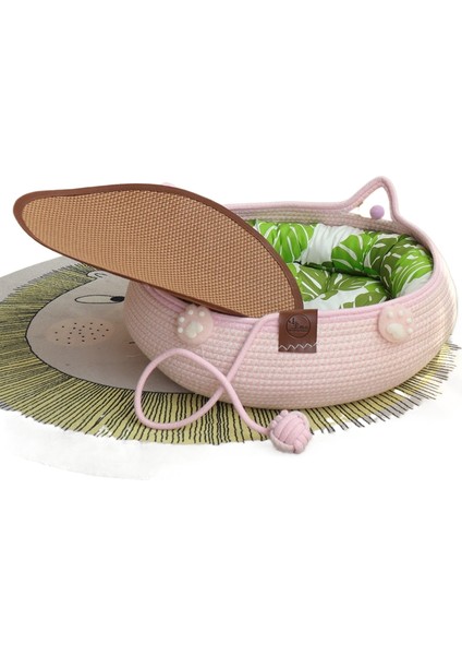 Rattan Kedi Kumu Kedi Tırmalama Tahtası Dört Mevsim Evrensel El Dokuması Yıkanabilir Çizilmeye Dalı Pamuk Ip Evcil Hayvan Kumu (Yurt Dışından)