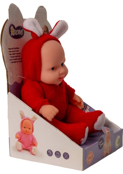 Tavşanlı Kostümlü Sesli Roza Et Bebek Kırmızı fiyatları