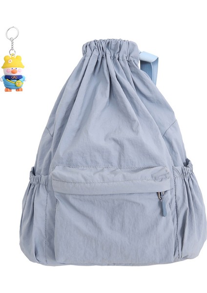 Erkek ve Kadın Sırt Çantası Gündelik Edebi Tuval Sırt Çantası Moda Pliseli Naylon Ipli Öğrenci Okul Çantası (Yurt Dışından)