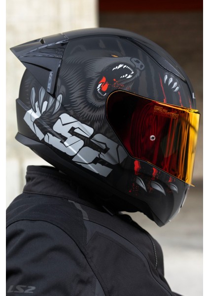 Rapıd 2 Race Clawn Mat Siyah-Gri-Kırmızı Kask