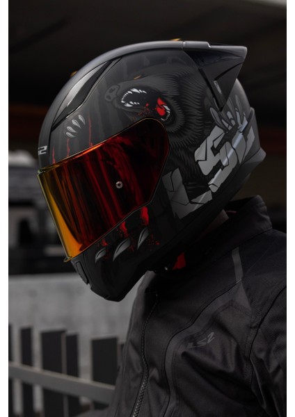 Rapıd 2 Race Clawn Mat Siyah-Gri-Kırmızı Kask