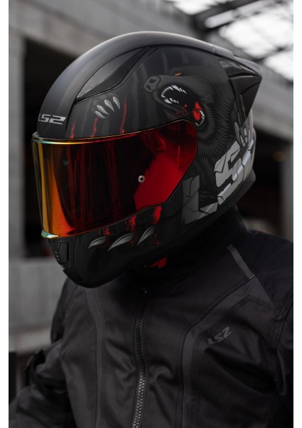 Rapıd 2 Race Clawn Mat Siyah-Gri-Kırmızı Kask