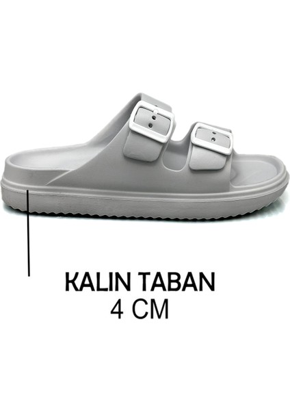 Çift Toka Hafif Eva Yazlık Plaj Terliği Havuz Terliği Lavabo Terliği Gri modelleri