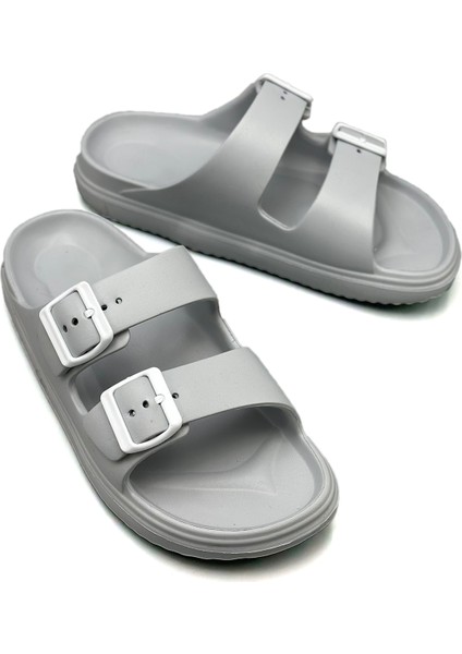 Çift Toka Hafif Eva Yazlık Plaj Terliği Havuz Terliği Lavabo Terliği Gri fırsatları