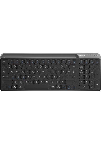 KB-BT90 Siyah/gri Bluetooth+ 2.4ghz Telefon Tablet Standlı Şarjlı Q Mac/win/android/ıos Uyumlu Kablosuz Klavye